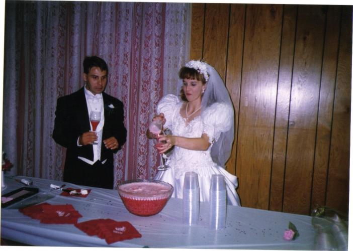 Shell X Mark at wedding hitting the punch
